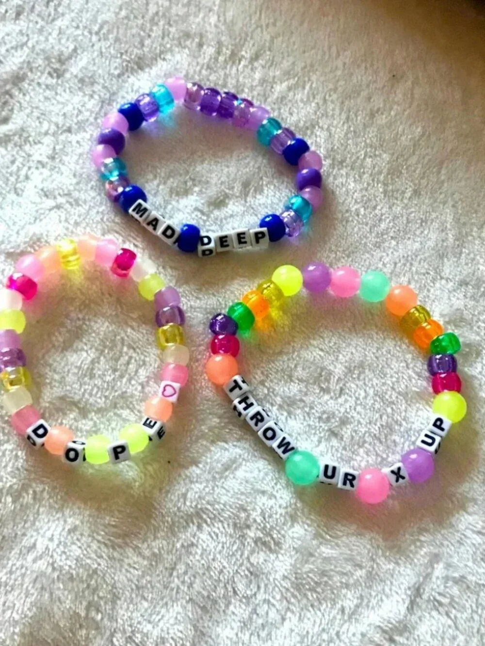 3 Custom Kandi Bracelet Set (3 Pack) – Personalized Rave Festival Jewelry